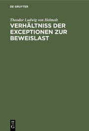 Cover von Verhältniß der Exceptionen zur Beweislast