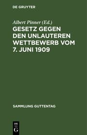 Cover von Gesetz gegen den unlauteren Wettbewerb vom 7.Juni 1909