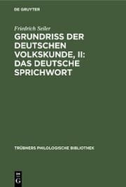 Cover von Grundriss der deutschen Volkskunde, II: Das deutsche Sprichwort