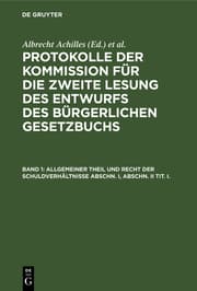 Cover von Allgemeiner Theil und Recht der Schuldverhältnisse Abschn. I, Abschn. II Tit. I.