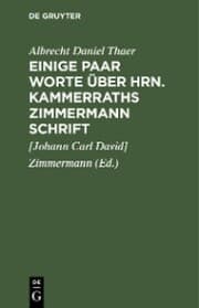 Cover von Einige Paar Worte über Hrn. Kammerraths Zimmermann Schrift