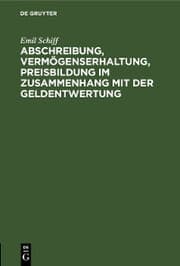 Cover von Abschreibung, Vermögenserhaltung, Preisbildung im Zusammenhang mit der Geldentwertung
