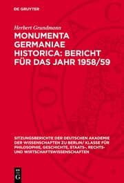 Cover von Monumenta Germaniae Historica: Bericht für das Jahr 1958/59