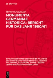 Cover von Monumenta Germaniae Historica: Bericht für das Jahr 1960/61