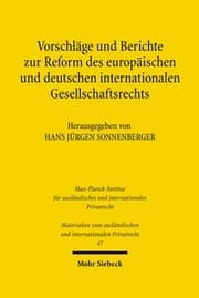 Cover von Vorschläge und Berichte zur Reform des europäischen und deutschen internationalen Gesellschaftsrechts