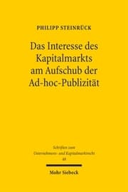Cover von Das Interesse des Kapitalmarkts am Aufschub der Ad-hoc-Publizität