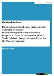 Cover von Distributionspolitische und preispolitische Maßnahmen. Welche Beeinflussungsabsichten liegen dem Imagespot 'From threat into thread' der Marke Adidas in Kooperation mit Parley for the Oceans zugrunde?