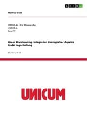 Cover von Green Warehousing. Integration ökologischer Aspekte in der Lagerhaltung