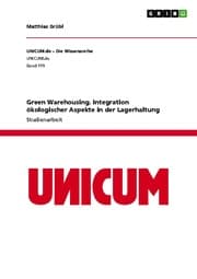 Cover von Green Warehousing. Integration ökologischer Aspekte in der Lagerhaltung