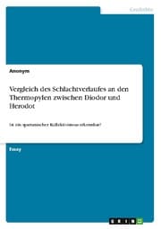 Cover von Vergleich des Schlachtverlaufes an den Thermopylen zwischen Diodor und Herodot