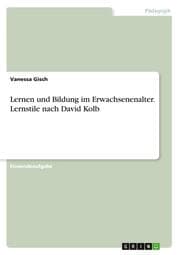 Cover von Lernen und Bildung im Erwachsenenalter. Lernstile nach David Kolb