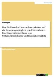 Cover von Der Einfluss der Unternehmenskultur auf die Innovationstätigkeit von Unternehmen. Eine Gegenüberstellung von Unternehmenskultur und Innovationserfolg