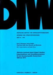 Cover von Jährliche nominale Input-Output-Tabellen, Importmatrizen und Investitionsmatrizen für die Bundesrepublik Deutschland 1960 bis 1974.