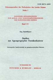 Cover von Studien zur Agrargeographie Transkaukasiens.