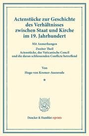 Cover von Actenstücke zur Geschichte des Verhältnisses zwischen Staat und Kirche im 19.Jahrhundert.