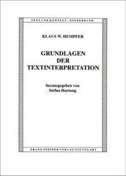 Cover von Grundlagen der Textinterpretation
