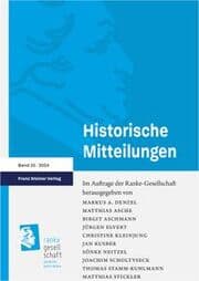 Cover von Historische Mitteilungen 35 (2024)