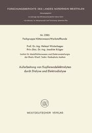 Cover von Aufarbeitung von Kupferendelektrolyten durch Dialyse und Elektrodialyse