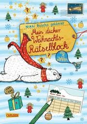 Cover von Nikki Buchs goldener - Mein dicker Weihnachts-Rätselblock ab 8 Jahren