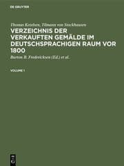 Cover von Verzeichnis der verkauften Gemälde im deutschsprachigen Raum vor 1800