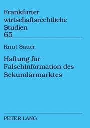 Cover von Haftung für Falschinformation des Sekundärmarktes