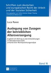 Cover von Auslegung von Zusagen der betrieblichen Altersversorgung