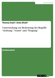 Cover von Untersuchung zur Bedeutung der Begriffe 'Achtung','Gunst' und 'Neigung'