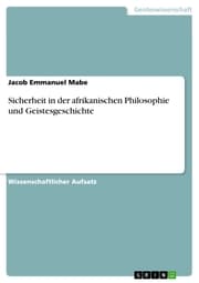 Cover von Sicherheit in der afrikanischen Philosophie und Geistesgeschichte