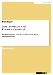Cover von Mass Customization als Unternehmensstrategie
