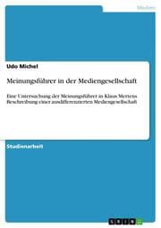 Cover von Meinungsführer in der Mediengesellschaft