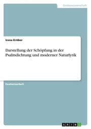 Cover von Darstellung der Schöpfung in der Psalmdichtung und moderner Naturlyrik