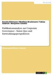 Cover von Publikationsanalyse zur Corporate Governance - Status Quo und Entwicklungsperspektiven