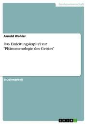 Cover von Das Einleitungskapitel zur 'Phänomenologie des Geistes'
