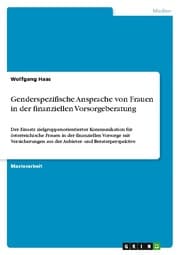 Cover von Genderspezifische Ansprache von Frauen in der finanziellen Vorsorgeberatung