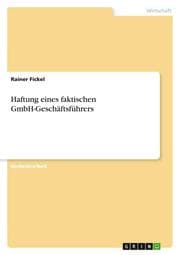 Cover von Haftung eines faktischen GmbH-Geschäftsführers