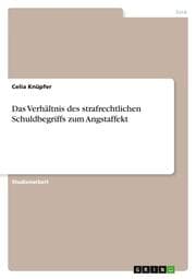 Cover von Das Verhältnis des strafrechtlichen Schuldbegriffs zum Angstaffekt