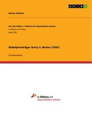 Cover von Nobelpreisträger Garry S.Becker (1992)
