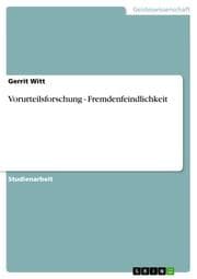 Cover von Vorurteilsforschung - Fremdenfeindlichkeit