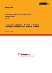 Cover von La nature des obligations des Etats parties à la Convention européenne des droits de l'homme