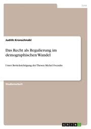 Cover von Das Recht als Regulierung im demographischen Wandel