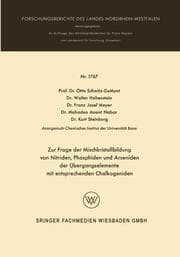 Cover von Zur Frage der Mischkristallbildung von Nitriden, Phosphiden und Arseniden der Übergangselemente