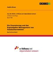 Cover von Die Finanzierung und das Kapitalgeber-Management von Sozialunternehmen