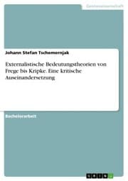 Cover von Externalistische Bedeutungstheorien von Frege bis Kripke. Eine kritische Auseinandersetzung