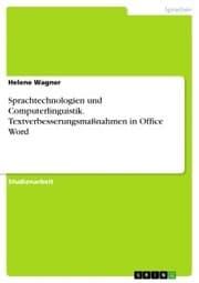 Cover von Sprachtechnologien und Computerlinguistik. Textverbesserungsmaßnahmen in Office Word