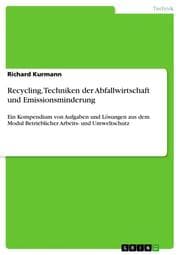 Cover von Recycling, Techniken der Abfallwirtschaft und Emissionsminderung