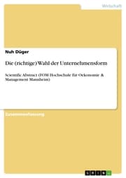 Cover von Die (richtige) Wahl der Unternehmensform