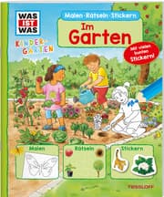 Cover von Im Garten - Malen, Rätseln, Stickern