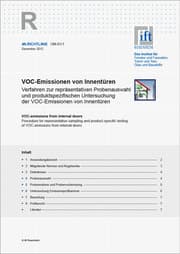 Cover von ift-Richtlinie UM-01/1, Dezember 2012. VOC-Emissionen von Innentüren