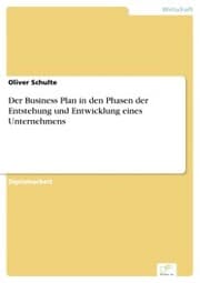 Cover von Der Business Plan in den Phasen der Entstehung und Entwicklung eines Unternehmens