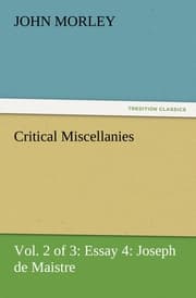 Cover von Critical Miscellanies (Vol.2 of 3) Essay 4: Joseph de Maistre